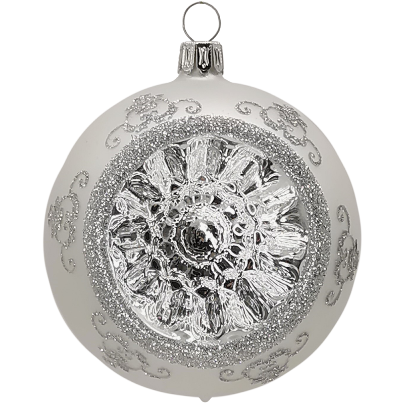 Reflexkugel silber matt Ø8cm Schatzhauser Thüringer Glas und Weihnachtsschmuck