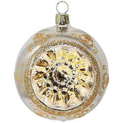 Reflexkugel silber/gold glanz Ø8cm Schatzhauser Thüringer Glas und Weihnachtsschmuck