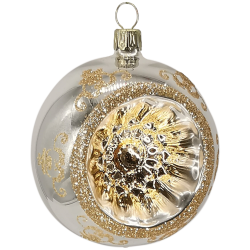 Reflexkugel silber/gold glanz Ø8cm Schatzhauser Thüringer Glas und Weihnachtsschmuck