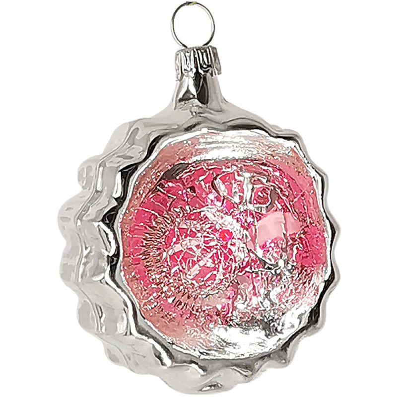 Silberblende Wasserkugel rosa Ø 6cm Schatzhauser Weihnachtsschmuck