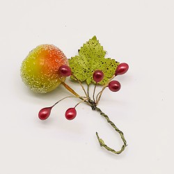 Apfel Fruchtstand perlmutt mit Blatt, kleines Kunsthandwerk Schatzhauser Weihnachtsschmuck