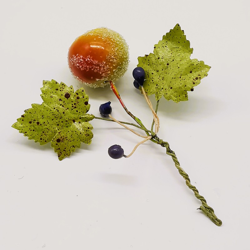 Apfel Fruchtstand dunkelblau mit Blatt, kleines Kunsthandwerk Schatzhauser Weihnachtsschmuck