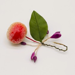 Apfel Fruchtstand violett mit Blatt, kleines Kunsthandwerk Schatzhauser Weihnachtsschmuck