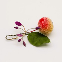 Apfel Fruchtstand violett mit Blatt, kleines Kunsthandwerk Schatzhauser Weihnachtsschmuck