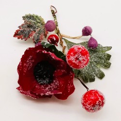 Rote Beeren Fruchtstand mit Mohn, kleines Kunsthandwerk Schatzhauser Weihnachtsschmuck