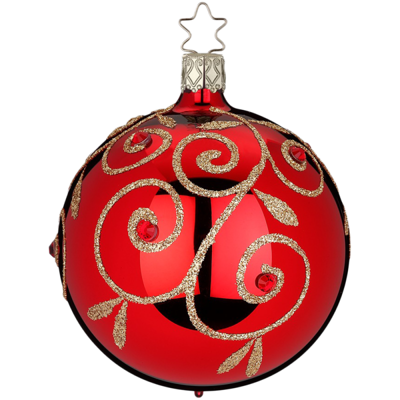 Christbaumkugel Strahlende Leidenschaft rot glänzend Ø 8cm Inge-Glas® Christbaumschmuck