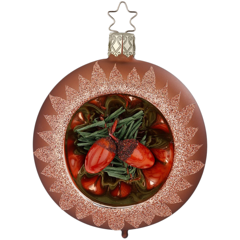 Reflexkugel Weihnachtskugel Wintervorrat Sandelholz matt Ø 8cm Inge-Glas® Christbaumschmuck