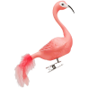 Flamingo Glasvogel 10cm/14cm mit Naturfedern Schatzhauser Weihnachtsschmuck, Lauschaer Glaskunst