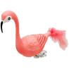 Flamingo Glasvogel 10cm/14cm mit Naturfedern Schatzhauser Weihnachtsschmuck, Lauschaer Glaskunst