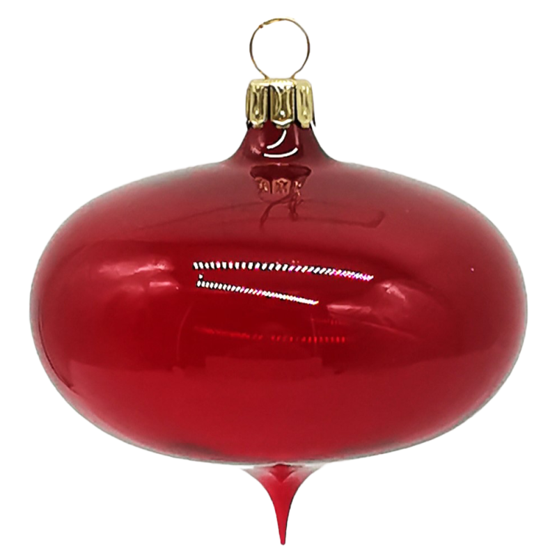 Weihnachtskugel Zwiebelform 8cm Durchmesser, transparent, stierblutrot, Thüringer Glasschmuck, Lauschaer Glaskunst