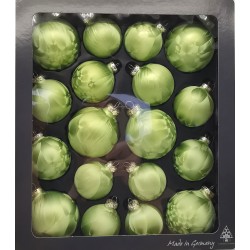 18tlg.Weihnachtskugel Set Eislack avocado grün Schatzhauser Weihnachtsschmuck