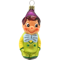 Pinocchio grün / violett 10cm - Schatzhauser Christbaumschmuck, Lauschaer Glaskunst
