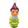 Pinocchio grün / violett 10cm - Schatzhauser Christbaumschmuck, Lauschaer Glaskunst