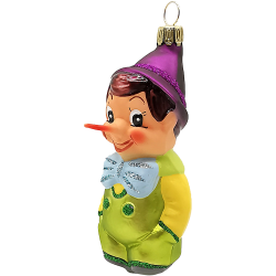 Pinocchio grün / violett 10cm - Schatzhauser Christbaumschmuck, Lauschaer Glaskunst
