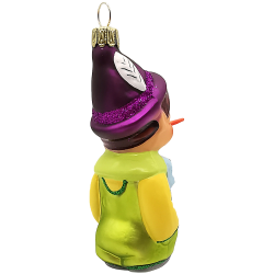 Pinocchio grün / violett 10cm - Schatzhauser Christbaumschmuck, Lauschaer Glaskunst