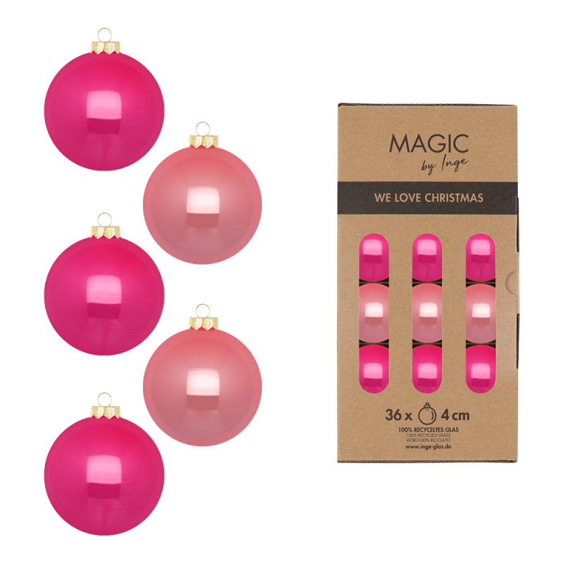 Glas Christbaumkugeln Set Ø 4cm, 36 Stück/Box, Candy Mix - Magic by Inge-Glas