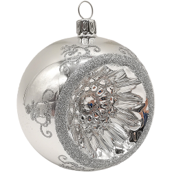 Reflexkugel silber glänzend Ø8cm Schatzhauser Thüringer Glas und Weihnachtsschmuck