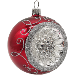 Reflexkugel stierblut glanz / silber Ø 8cm Schatzhauser Thüringer Glas und Weihnachtsschmuck