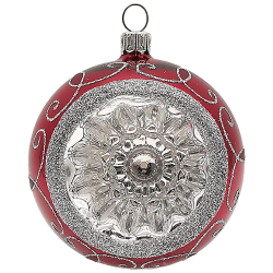 Reflexkugel stierblut glanz / silber Ø 8cm Schatzhauser Thüringer Glas und Weihnachtsschmuck