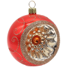 Reflexkugel Ø 8cm, Orange opal, Spitzenbordüre - Schatzhauser Weihnachtsschmuck