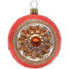 Reflexkugel Ø 8cm, Orange opal, Spitzenbordüre - Schatzhauser Weihnachtsschmuck