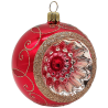 Reflexkugel Ø 8cm, Rot glanz, Spitzenbordüre - Schatzhauser Weihnachtsschmuck