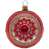 Reflexkugel Ø 8cm, Rot glanz, Spitzenbordüre - Schatzhauser Weihnachtsschmuck