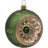 Reflexkugel Ø 8cm, grün Fichtengrün matt, Spitzenbordüre - Schatzhauser Weihnachtsschmuck