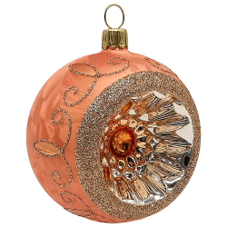 Reflexkugel Ø 8cm, Mandarine Eis, Spitzenbordüre - Schatzhauser Weihnachtsschmuck