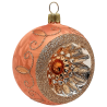 Reflexkugel Ø 8cm, Mandarine Eis, Spitzenbordüre - Schatzhauser Weihnachtsschmuck
