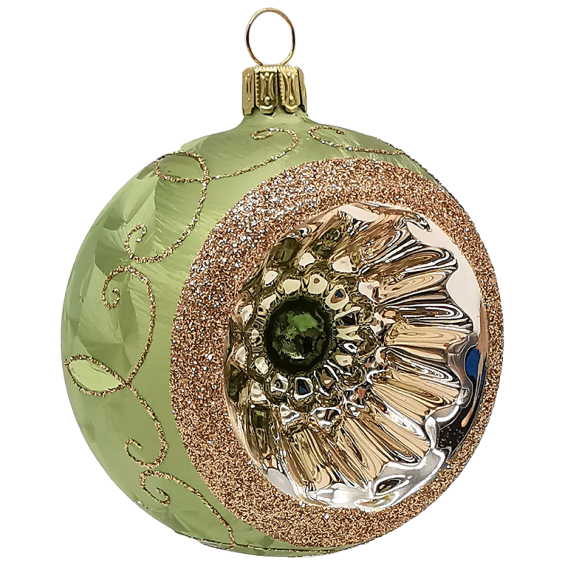 Reflexkugel Ø 8cm, Avocado Eis, Spitzenbordüre - Schatzhauser Weihnachtsschmuck Reflexkugel Ø 8cm, Avocado Eis, Spitzenbordüre - Schatzhauser Weihnachtsschmuck