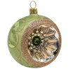 Reflexkugel Ø 8cm, Avocado Eis, Spitzenbordüre - Schatzhauser Weihnachtsschmuck