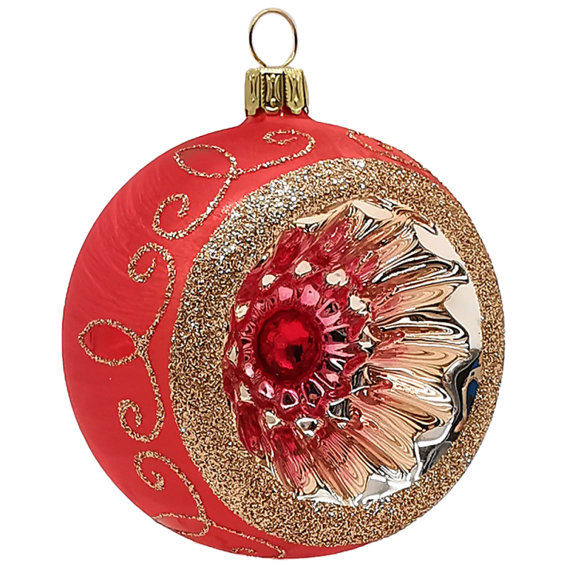 Reflexkugel Ø 8cm, Weihnachtsrot Eis, Spitzenbordüre - Schatzhauser Weihnachtsschmuck Reflexkugel Ø 8cm, Weihnachtsrot Eis, Spitzenbordüre - Schatzhauser Weihnachtsschmuck