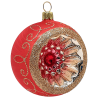 Reflexkugel Ø 8cm, Weihnachtsrot Eis, Spitzenbordüre - Schatzhauser Weihnachtsschmuck