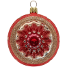 Reflexkugel Ø 8cm, Weihnachtsrot Eis, Spitzenbordüre - Schatzhauser Weihnachtsschmuck