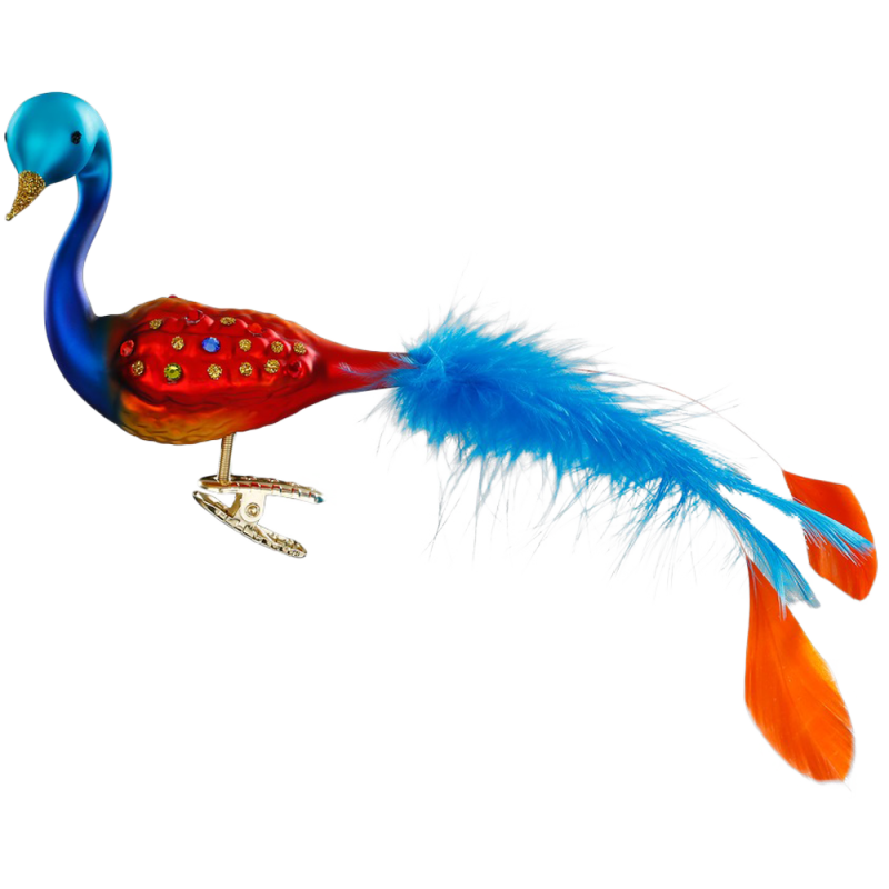 Pfau, Prunkvolles Gefieder, Glasvogel 9cm Inge-Glas Weihnachtsschmuck Pfau, Prunkvolles Gefieder, Glasvogel 9cm Inge-Glas Weihnachtsschmuck
