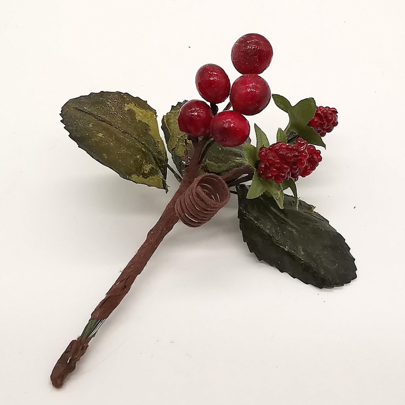 Beerenzweig, Himbeeren, kleines Kunsthandwerk Schatzhauser Weihnachtsschmuck Beerenzweig, Himbeeren, kleines Kunsthandwerk Schatzhauser Weihnachtsschmuck