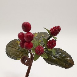 Beerenzweig, Himbeeren, kleines Kunsthandwerk Schatzhauser Weihnachtsschmuck