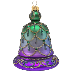 Glocke, Pfauenbogen lila / türkis 11 x Ø 9cm - Schatzhauser Weihnachtschmuck