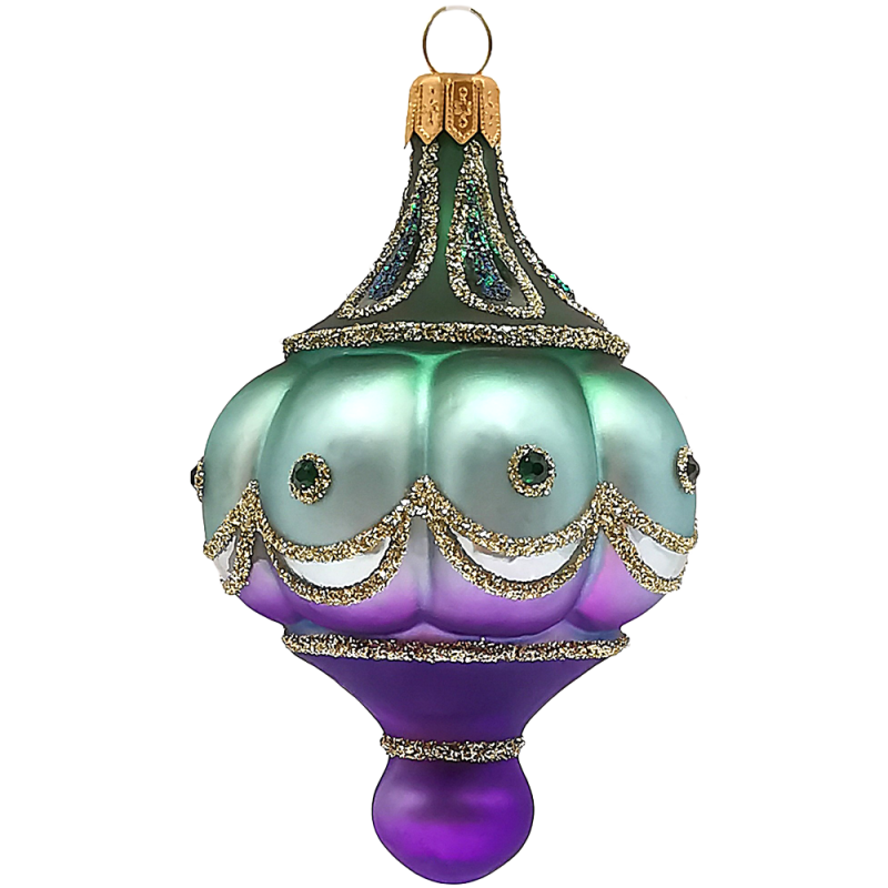 Zwiebel, Pfauenbogen Glasornament, lila türkis 9 x Ø 7cm - Schatzhauser Weihnachtschmuck Zwiebel, Pfauenbogen Glasornament, lila türkis 9 x Ø 7cm - Schatzhauser Weihnachtschmuck