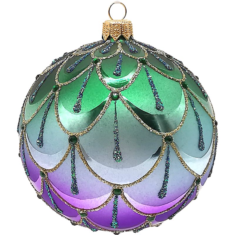 Weihnachtskugel Pfauenbogen lila / türkis Ø 10cm - Schatzhauser Weihnachtschmuck Weihnachtskugel Pfauenbogen lila / türkis Ø 10cm - Schatzhauser Weihnachtschmuck