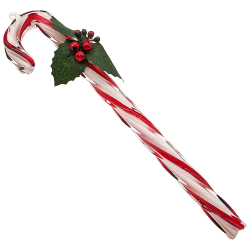 Zuckerstange zweifarbig rot weiß gedreht, 23cm Stechpalmenzweig, Weihnachtsschmuck