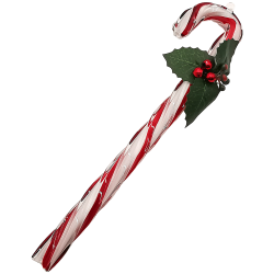 Zuckerstange zweifarbig rot weiß gedreht, 23cm Stechpalmenzweig, Weihnachtsschmuck