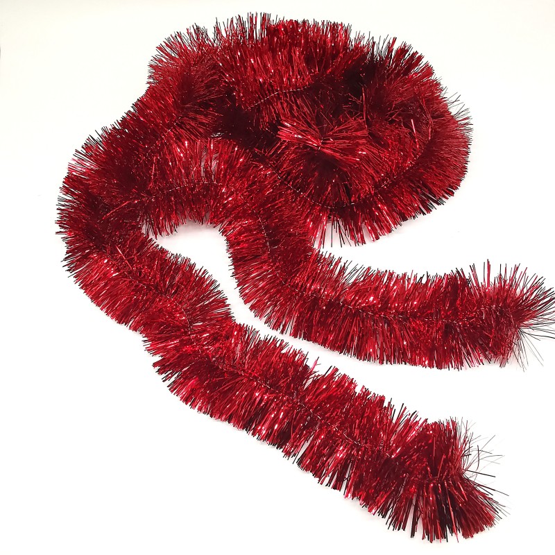 Girlande, Lametta-Girlande rot glänzend Ø 7,5cm / 270cm Weihnachtsschmuck Girlande, Lametta-Girlande rot glänzend Ø 7,5cm / 270cm Weihnachtsschmuck