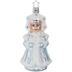 Schneeflöckchen, frostblau 12,5cm Inge-Glas Glasschmuck Weihnachtsschmuck