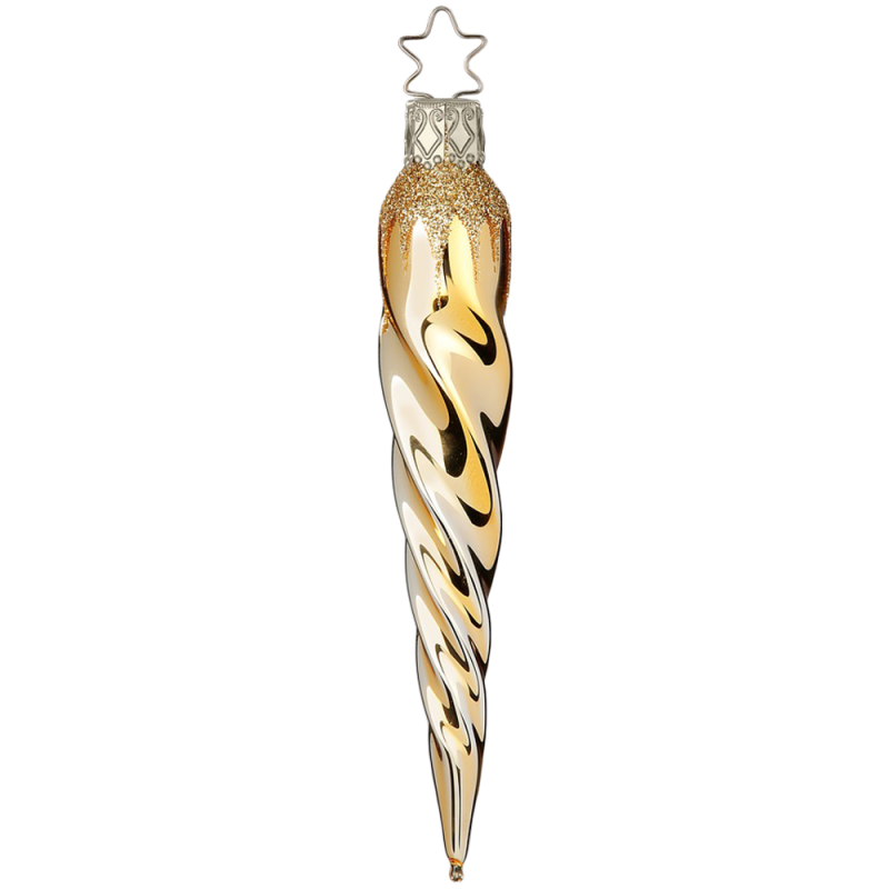 Eiszapfen gedreht, gold 12cm, Inge Glas Weihnachtsschmuck Eiszapfen gedreht, gold 12cm, Inge Glas Weihnachtsschmuck