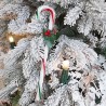 Zuckerstange mehrfarbig rot grün weiß gedreht, 23cm Stechpalmenzweig, Weihnachtsschmuck