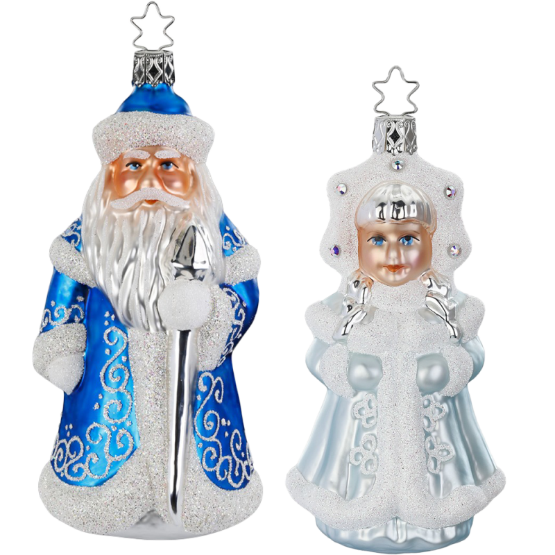 Abenteuer im Zauberwald Väterchen Frost & Schneeflöckchen, Inge-Glas Weihnachtsschmuck