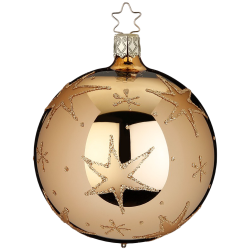 Christbaumkugel funkelnde Sterne Ø 8cm brokatgold glänzend Inge-Glas Christbaumschmuck