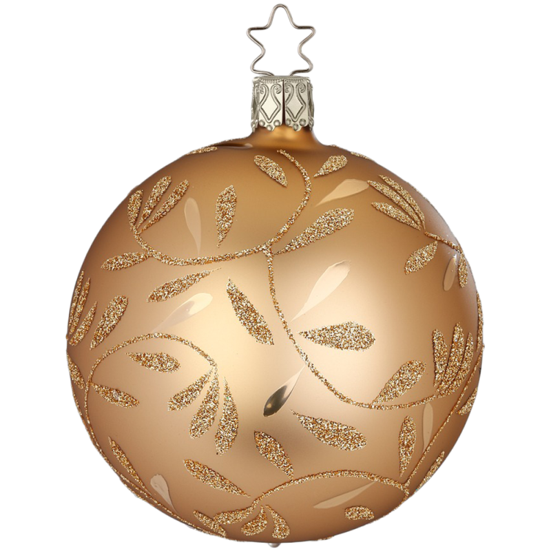 Christbaumkugel Freudentanz Ø 8cm Brokatgold matt Inge-Glas Christbaumschmuck